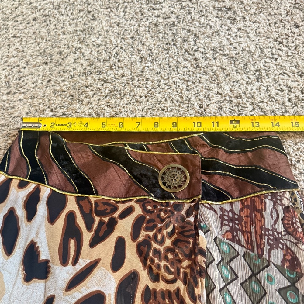 Vintage Sandy Starkman 80s-90s Geometric Mixed Animal Print Asymmetrical Skirt S - Picture 5 of 9